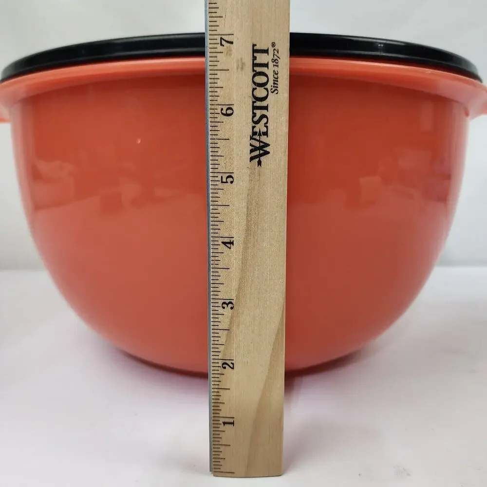 Tupperware Large 42C Storage Serving Bowl Orange Black Double Handle 5377C-2